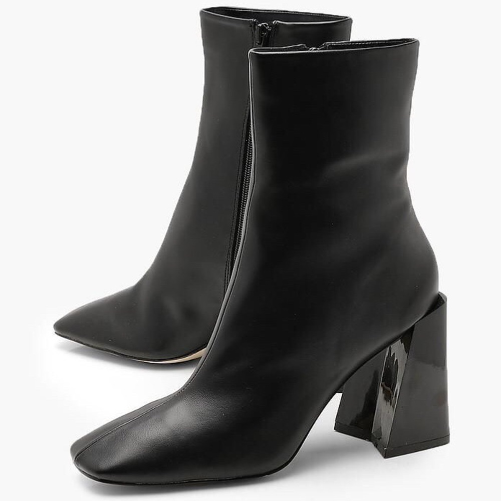 Black square toe boots